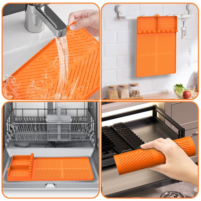 SARTNP Silicone Griddle Tools Mat for Blackstone, Griddle Accessories Side Shelf Mat Grill Pad for Outdoor Grill Kitchen Counter Spatula Silicone Mat with Drip Pad (Orange) - Image 4